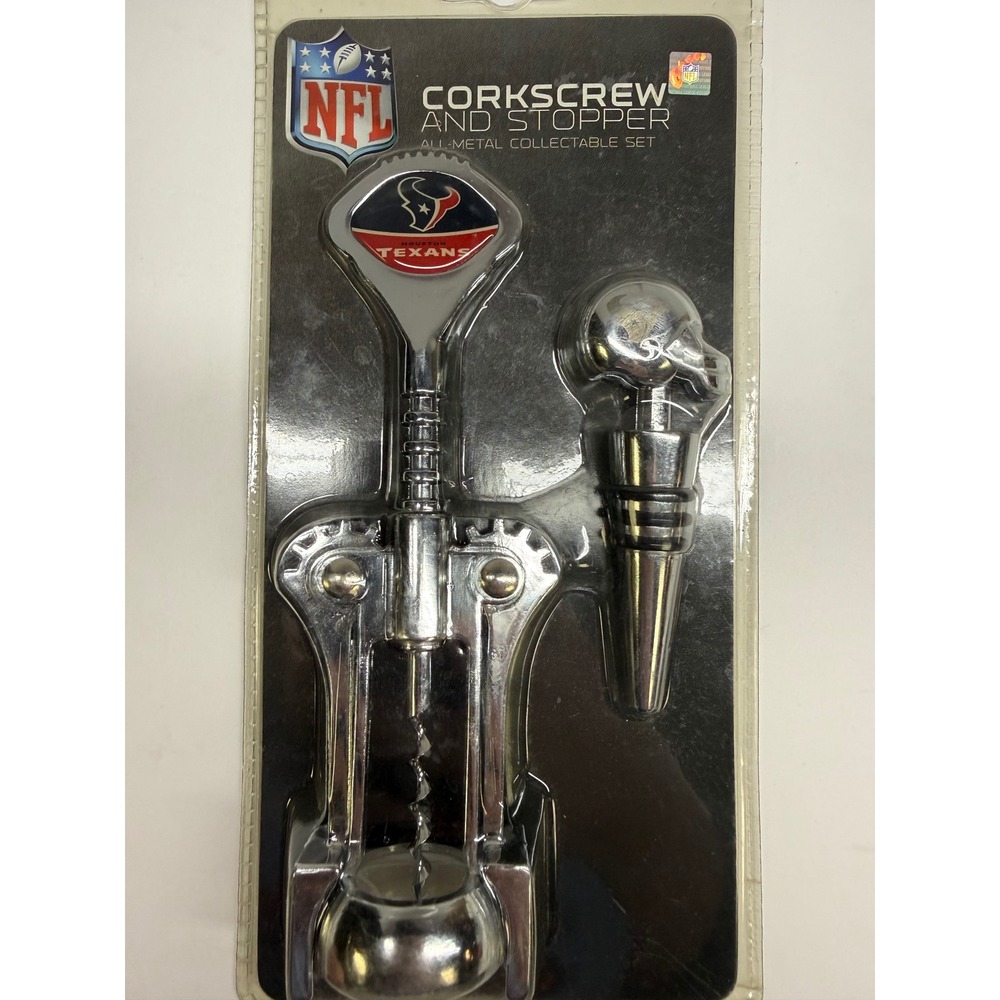 Houston Texans NFL Corkscrew and Bottle Stopper Set Siskiyou Sports Metal NEW
